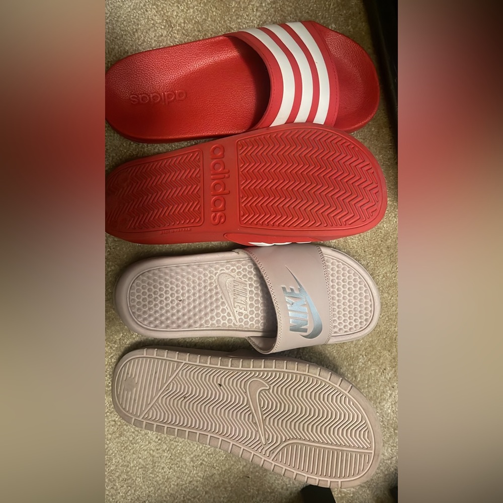 Adidas and Nike slides